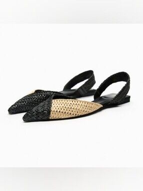 Zara Raffia Slingback Flats